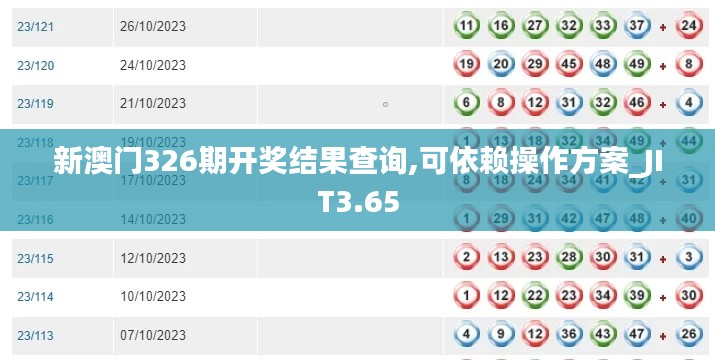 新澳门326期开奖结果查询,可依赖操作方案_JIT3.65