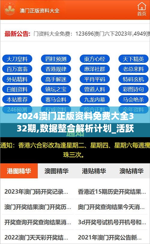 2024澳门正版资料免费大全332期,数据整合解析计划_活跃版KHP11.62