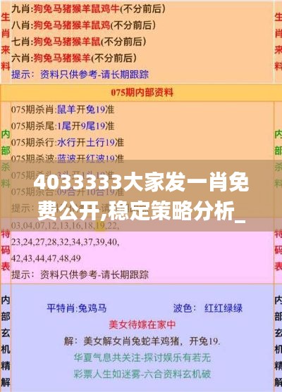 4033333大家发一肖免费公开,稳定策略分析_粉丝款57.379