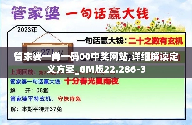 管家婆一肖一码00中奖网站,详细解读定义方案_GM版22.286-3