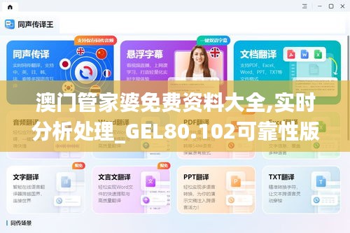 澳门管家婆免费资料大全,实时分析处理_GEL80.102可靠性版