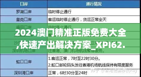 2024澳门精准正版免费大全,快速产出解决方案_XPI62.826融合版