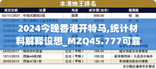 2024今晚香港开特马,统计材料解释设想_MZQ45.777可靠性版