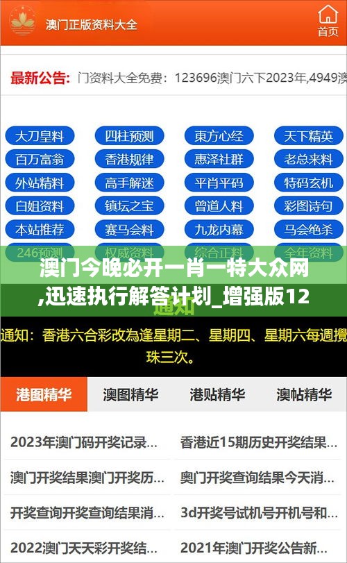 澳门今晚必开一肖一特大众网,迅速执行解答计划_增强版126.958-2