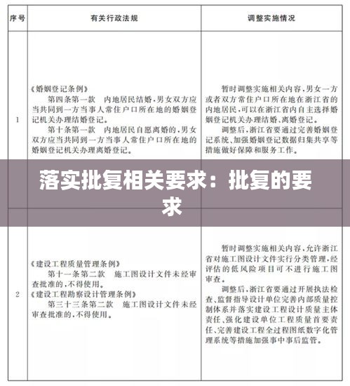 落实批复相关要求：批复的要求 