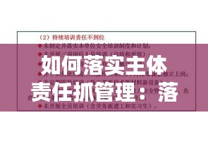 如何落实主体责任抓管理：落实主体责任好的方面 