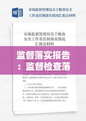 监督落实报告：监督检查落实情况 