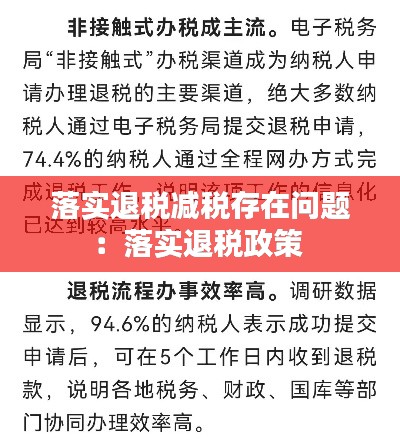 落实退税减税存在问题：落实退税政策 