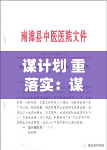 谋计划 重落实：谋划计划 