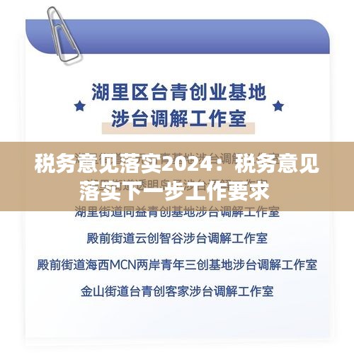 税务意见落实2024：税务意见落实下一步工作要求 