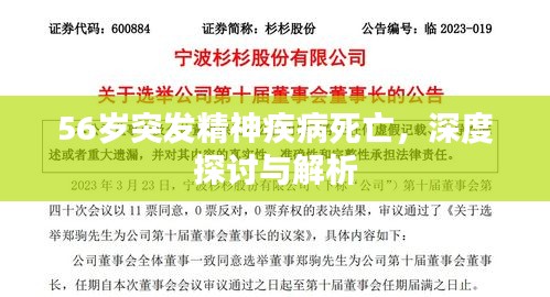 56岁突发精神疾病死亡，深度探讨与解析