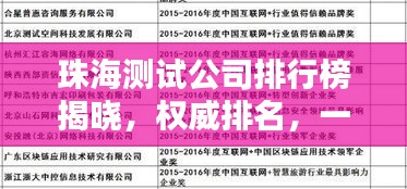 珠海测试公司排行榜揭晓，权威排名，一睹顶尖企业风采！