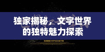 独家揭秘，文字世界的独特魅力探索