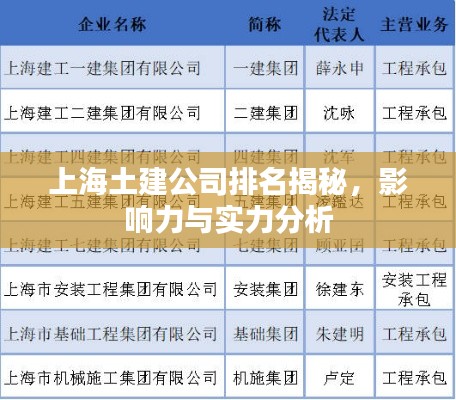上海土建公司排名揭秘，影响力与实力分析